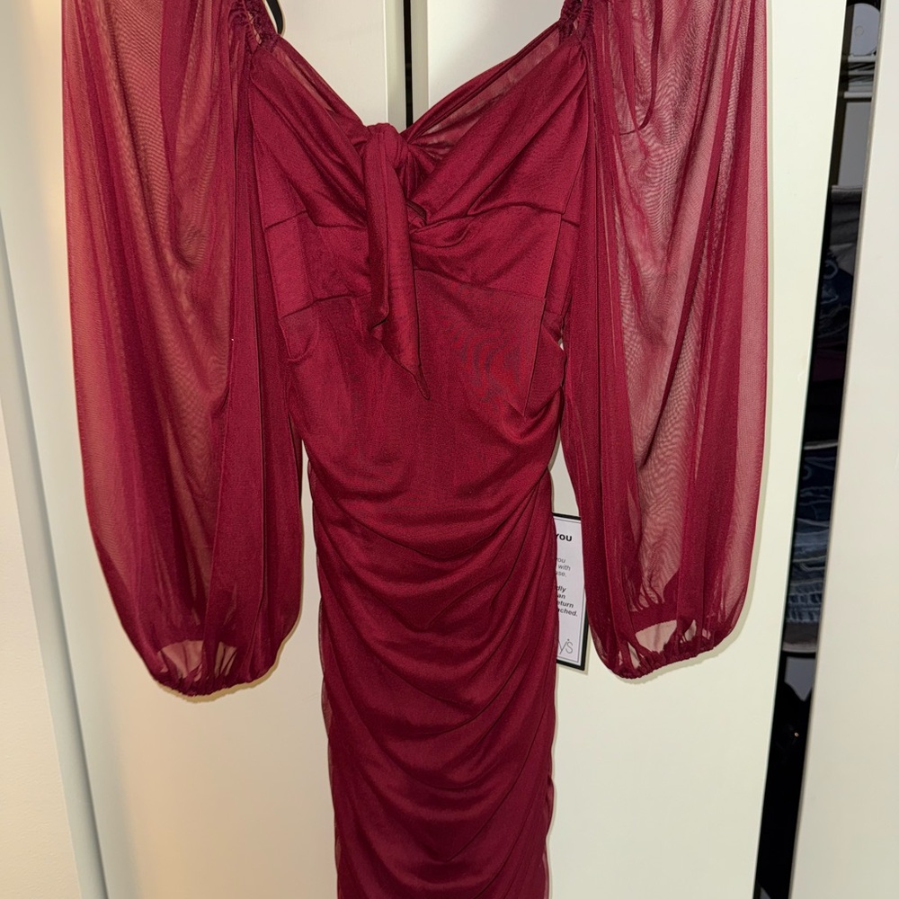Macy's Burgundy Long Sleeve Dress